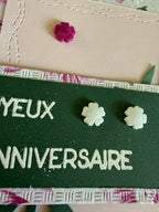 Carte anniversaire rose et fleurs